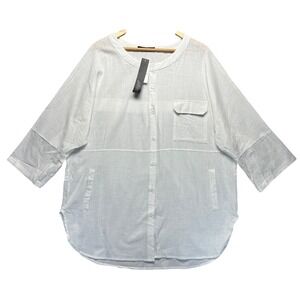 Zanzea White 100% Cotton Button Up Tunic Top Oversized 3/4 Sleeve Plus 4XL NWT